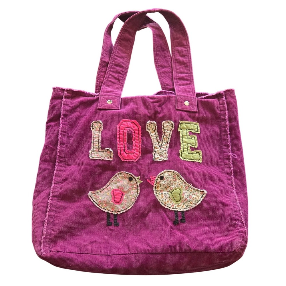 Retro Arizona Corduroy Tote Bag LOVE Birds Boho Hippie Retro‎ 90s book bag tote